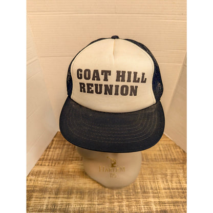 Vintage Goat Hill Reunion Black White Trucker Snapback Baseball Cap Hat Y2K