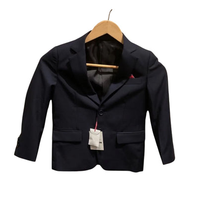 Isaac Mizrahi Boy’s Blazer Jacket Color Navy Blue Red Pocket Square NEW Size 4