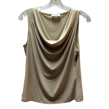 Calvin Klein Beige Cowl Neck Sleeveless Blouse Top Size Small