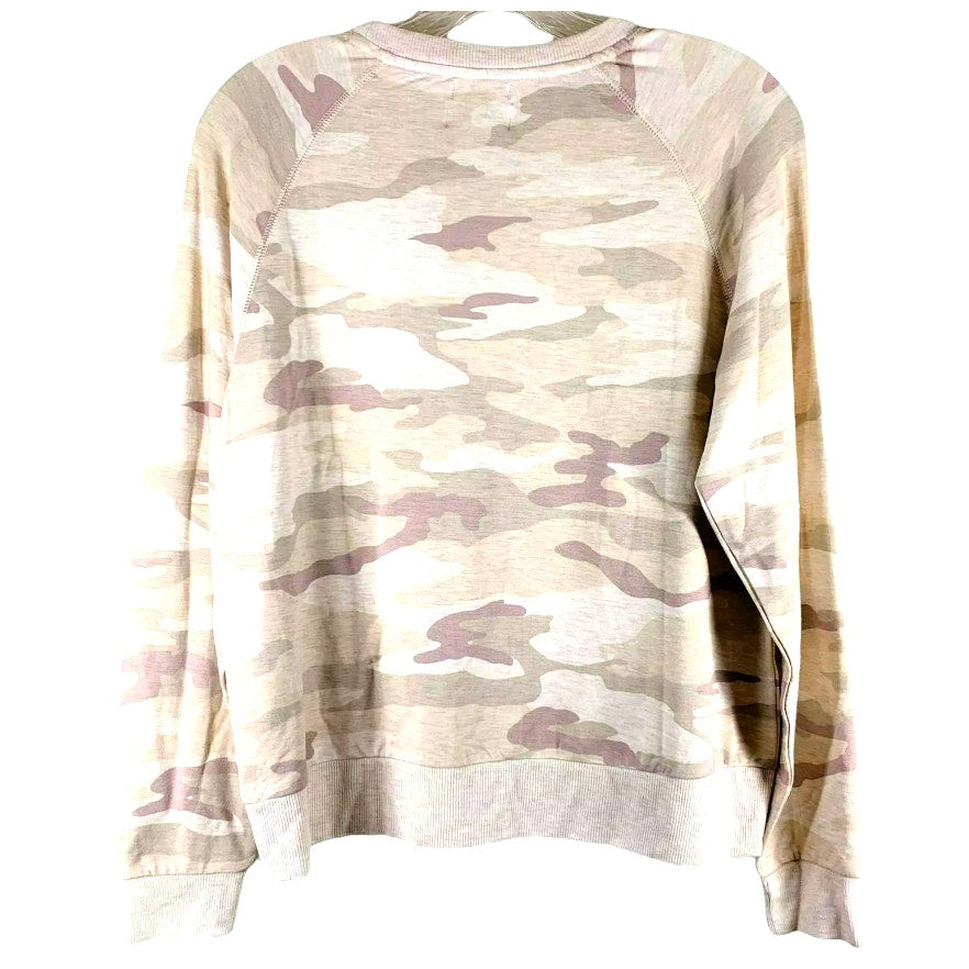 NWT Thread & Supply Blush Camo Print Crew Neck Pullover Sweatshirt Sz Large