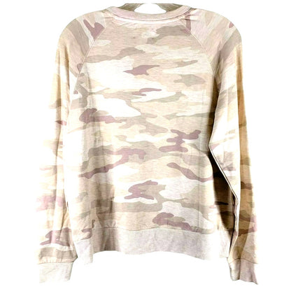 NWT Thread & Supply Blush Camo Print Crew Neck Pullover Sweatshirt Sz Large