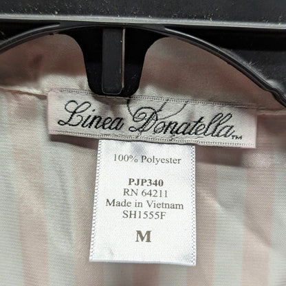 Linea Donatella Pink Striped Satin Pajama Shirt and Shorts Set Size Medium