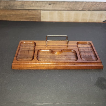 Mid-Century Modern Solid Teak Valet tray Gentlemans Desk Organizer Vanity Jewels