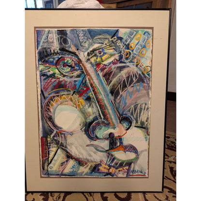 Mark Vranesh Original Abstract '91 Neo-Brutalist Face 30" x 22 Fusion Watercolor