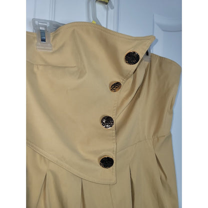 ASTRID Camel Strapless Asymmetrical Button Wide-Leg Jumpsuit XL