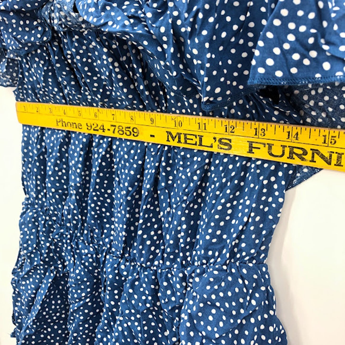 Blue Polka Dot 3 Tiered Ruffled Butterfly Sleeve Dress LARGE