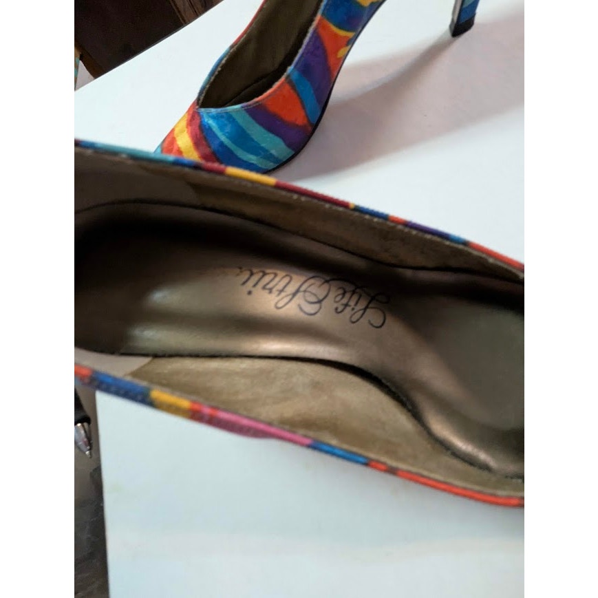 LifeStride MultiColor Abstract Print Pumps Size 7 Pointed Toe Bold Glam Rock 80s