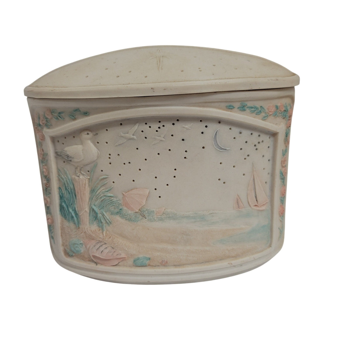 Beach scene side table lamp night light shade MISSING lighted cord