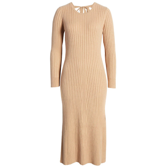 WAYF Dede & Emily BFF Ribbed Hollie Sweater Dress XS/Extra Small Camel Tan NWT