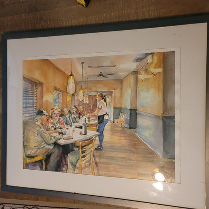 Yoshiko Murdick hand-painted watercolor restaurant  diner AMERICANA Signed 2019