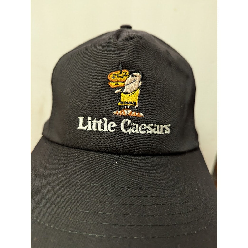 VINTAGE TC Little Caesars Black Snap Back Adjustable TRUCKER full fabric Hat Cap