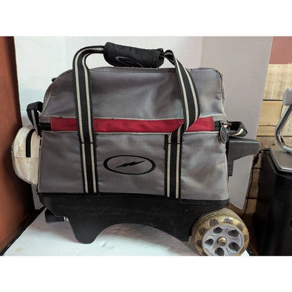 Storm Rolling Thunder 2 Ball Roller Bowling Bag Grey Red Heavy Duty Wheels