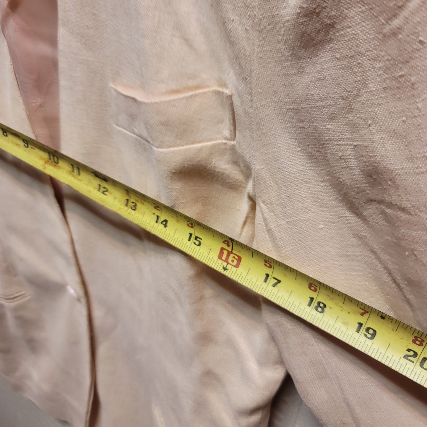 Vintage Pair of linen blazers cream pink Womens Size 12 shoulder pads lined