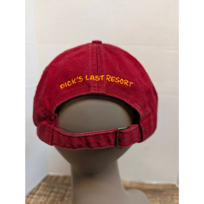 Vintage 1990s Gary's Island Red Strapback Baseball Cap Hat Retro Y2K
