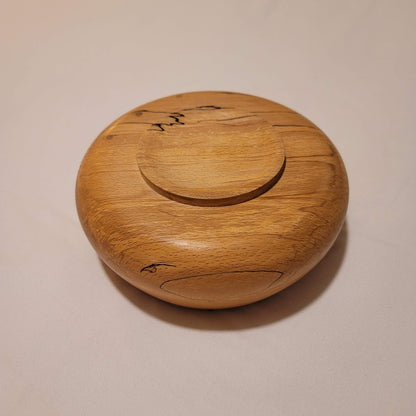 Handmade Round Spalted Wood flower box potpourri Lid bowl footed FROG Pomander