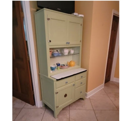 Secondhand Sandies: Sage Green Farmhouse Hoosier Kitchen Cabinet Hutch
