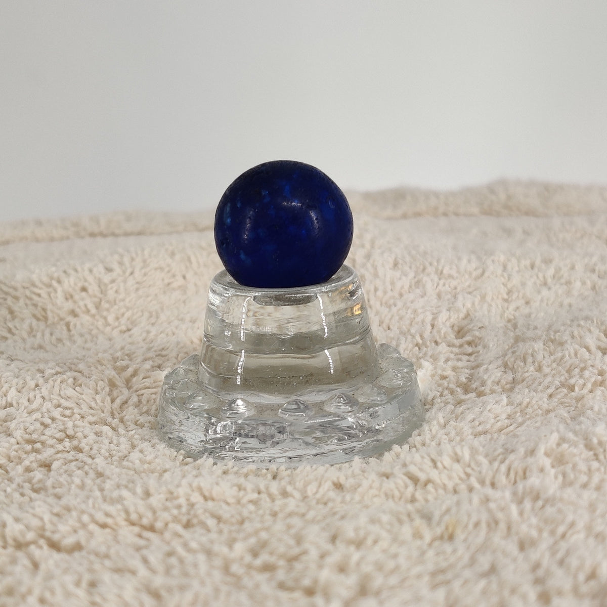 german Mica large marble handmade 3/4" blue glass