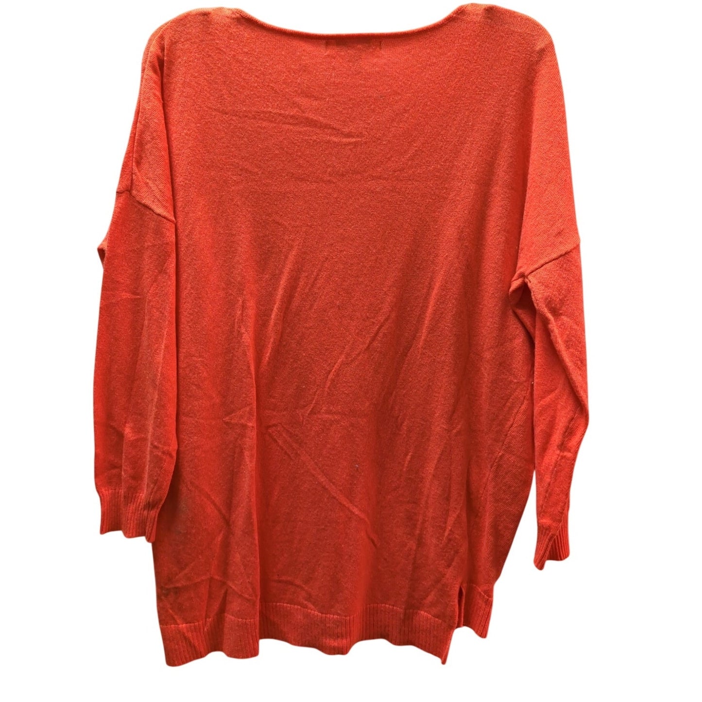 She + Sky Size Small Neon Orange Oversized V-Neck Sweater Casual Layering Career