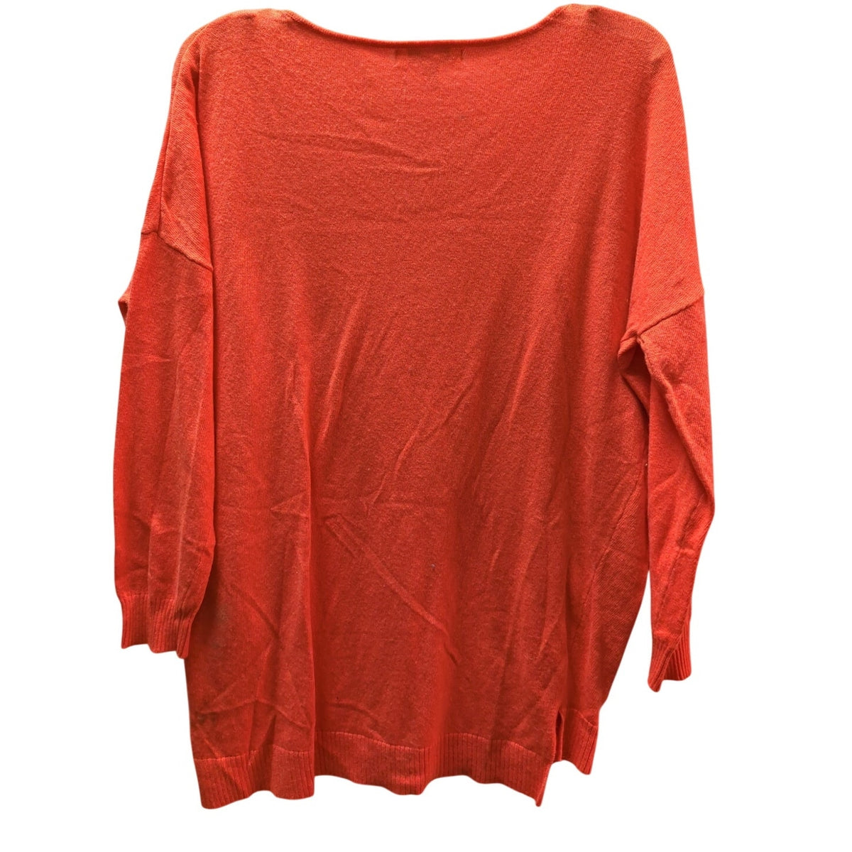 She + Sky Size Small Neon Orange Oversized V-Neck Sweater Casual Layering Career