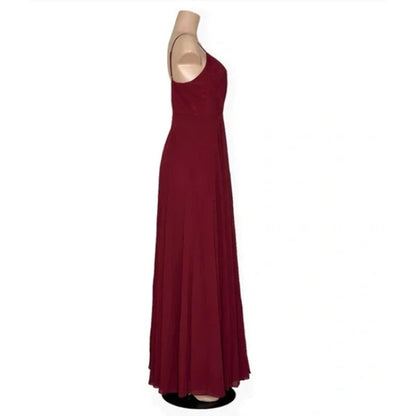 Lulu’s NEW All About Love Maxi Dress Size Medium Burgundy Wind Red flowy