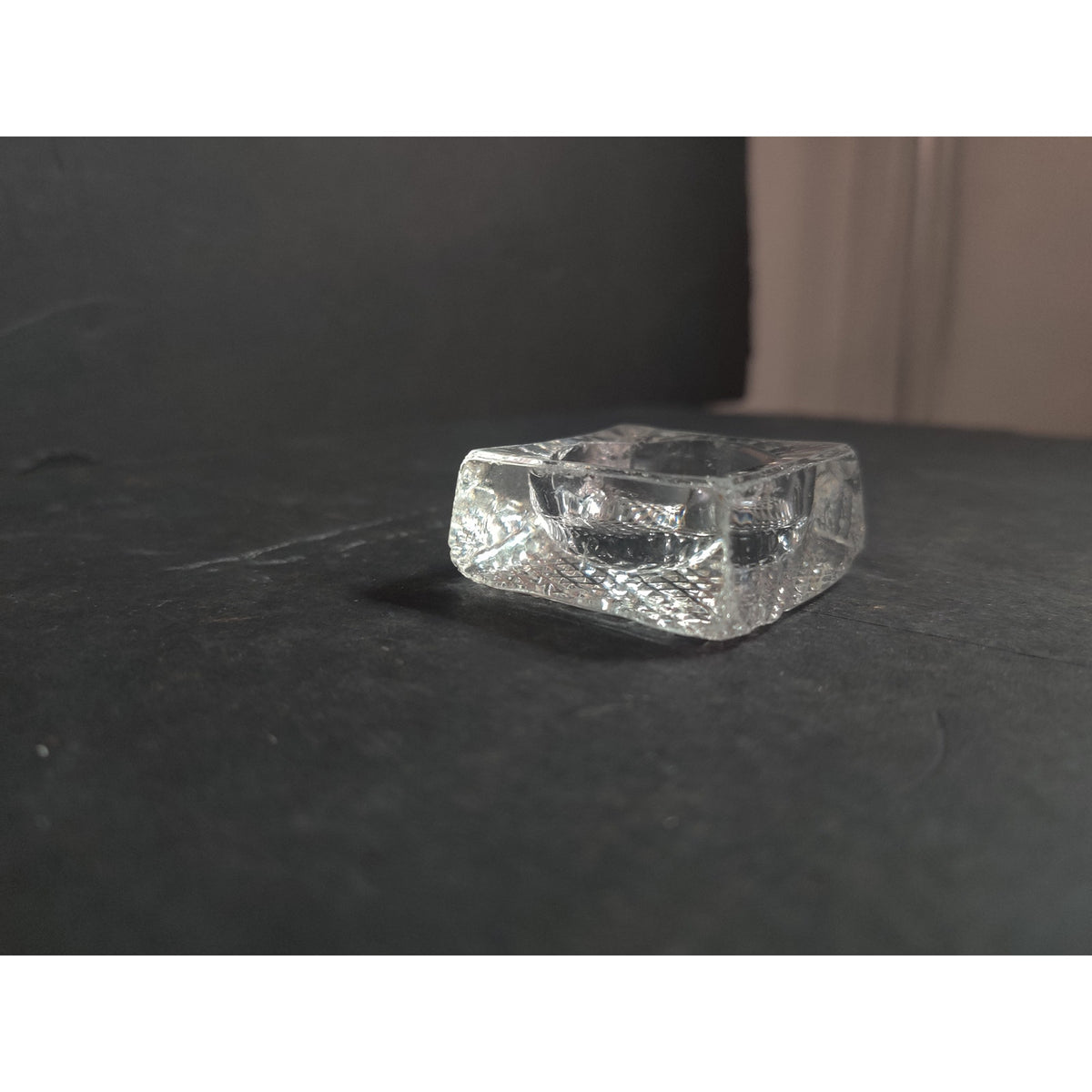Vintage Square Pressed Glass Open Salt Cellar Cut Pattern Table Accent