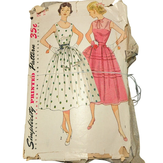 Simplicity 4342 Junior Misses Dress Belt and Sash Size 11 12 13 14 Vintage 1950s
