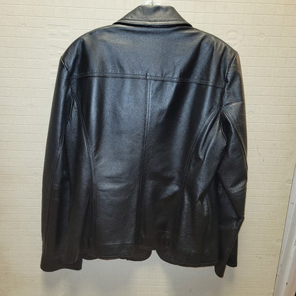 EAST 5TH Vintage Black Leather Jacket Coat Size Large Lined Pockets 3 Button