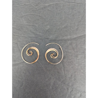 Vintage Gold Tone Wire Spiral Swirl Stud Earrings Pierced Minimalist Boho Chic