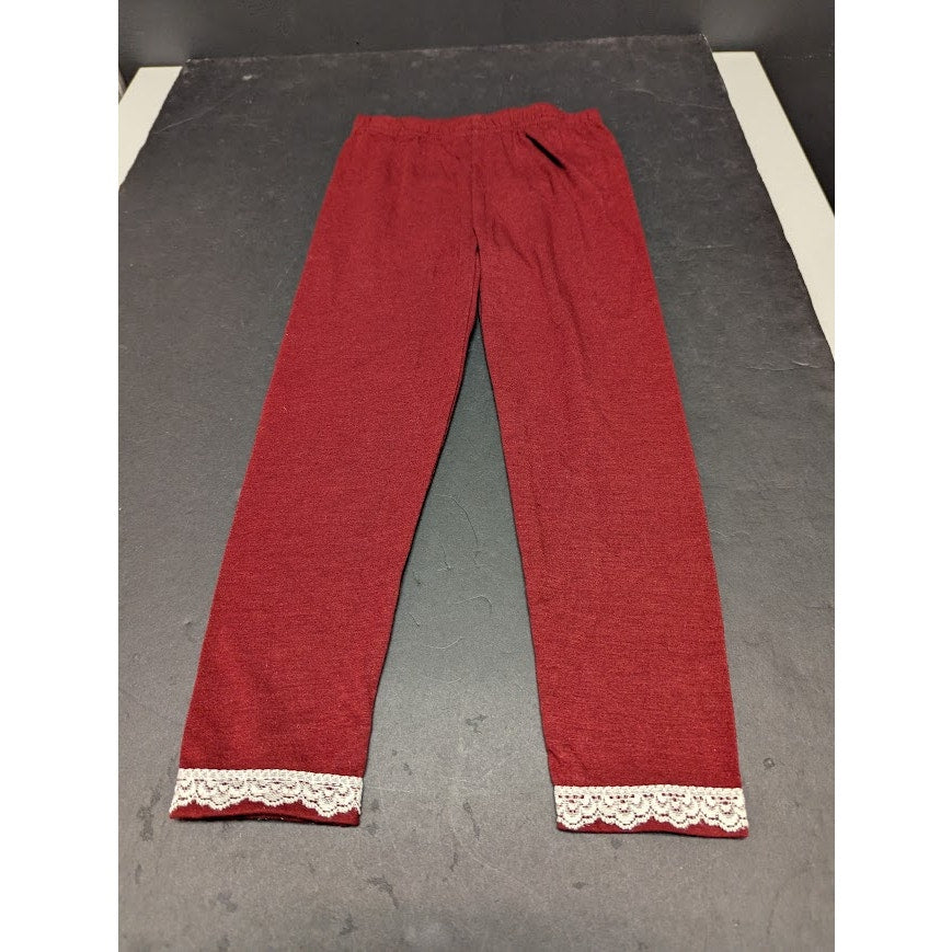 Nannette Lace hem Size 4 Red Pants Kids YOuth girls leggings