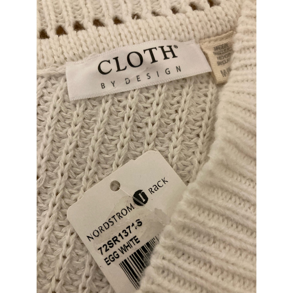 Cloth by Design Women's Button Front Tunic Cardigan Sweater Medium Egg White NWT