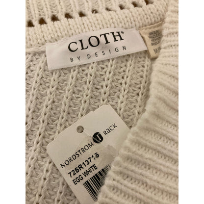 Cloth by Design Women's Button Front Tunic Cardigan Sweater Medium Egg White NWT