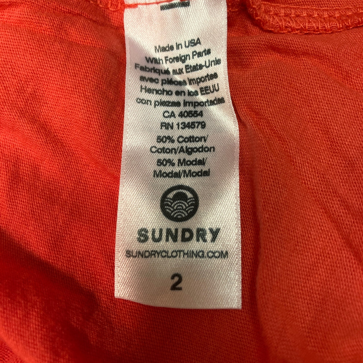 Sundry Womens Ruffle Shoulder Top Size 2/Medium Cherry Red NEW Long Sleeve Scoop