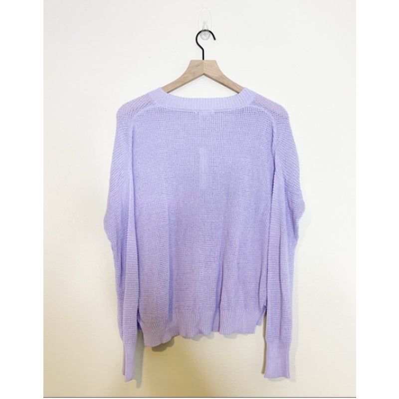 NWT Sweet Romeo Lavender Seed Stitch Long Sleeve Pullover Sweater Medium