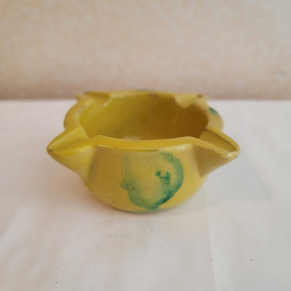 Vintage Traditional Spanish Yellow Ceramic Pottery Mortar Yellow glazed