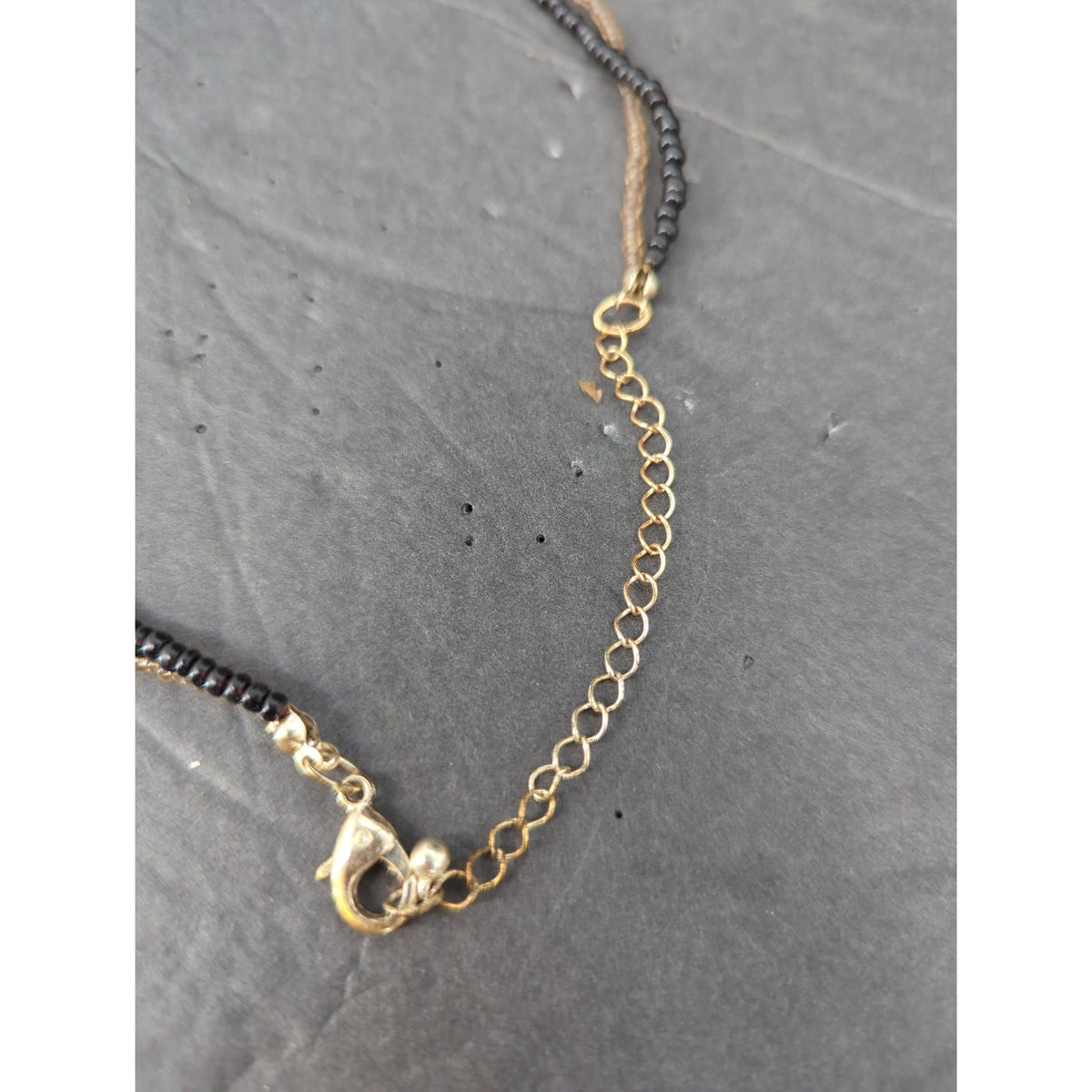 Vintage Double Strand Beaded Teardrop Pendant Necklace Mid-Century Modern
