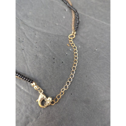 Vintage Double Strand Beaded Teardrop Pendant Necklace Mid-Century Modern