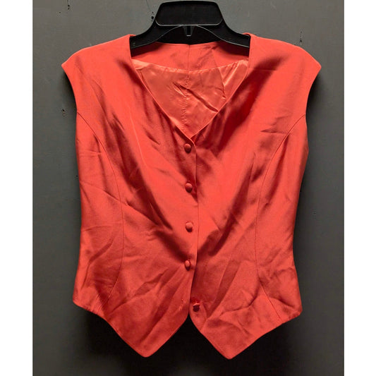 Vintage Red 100% Silk Button Up Sleeveless Vest Top Extra Small / Small