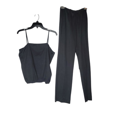 Vintage 2 pc. BLACK POLYESTER pants and crop top set 13/14 Elastic waist
