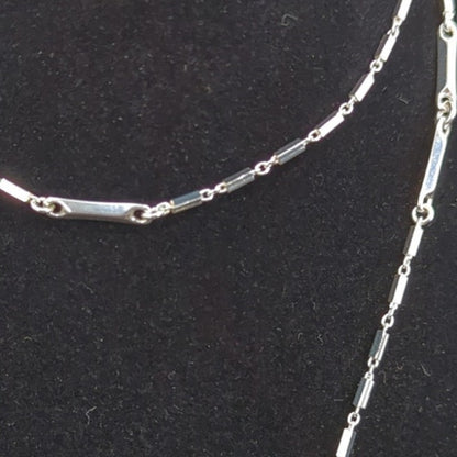 Vintage Fashion Necklace 15.5" long stiletto pendant MODERNIST silvertone