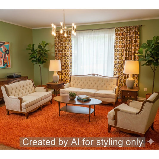 SECONDHAND SANDIES: 3 pc living room couch sofa settee armchair VINTAGE