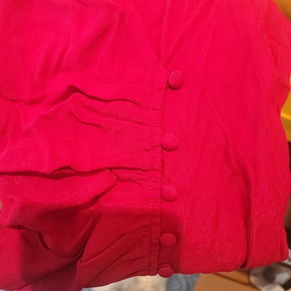 Chelsea28 Red Cerise Size Small Dress Long Sleeve VNeck Wrap NEW Career Evening