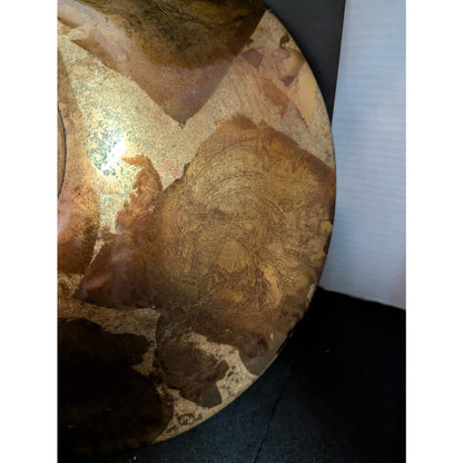 Large 16" Copper Bowl Foil Leaf Decorative Centerpiece Artisan Glass Consol