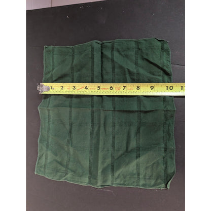 Vintage Solid Forest Green Linen Handkerchief Striped Weave Pocket Square