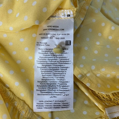 Vero Moda Boho Smocked Button Front Polka Dot Top Sz XL/Extra Large Yellow NWT