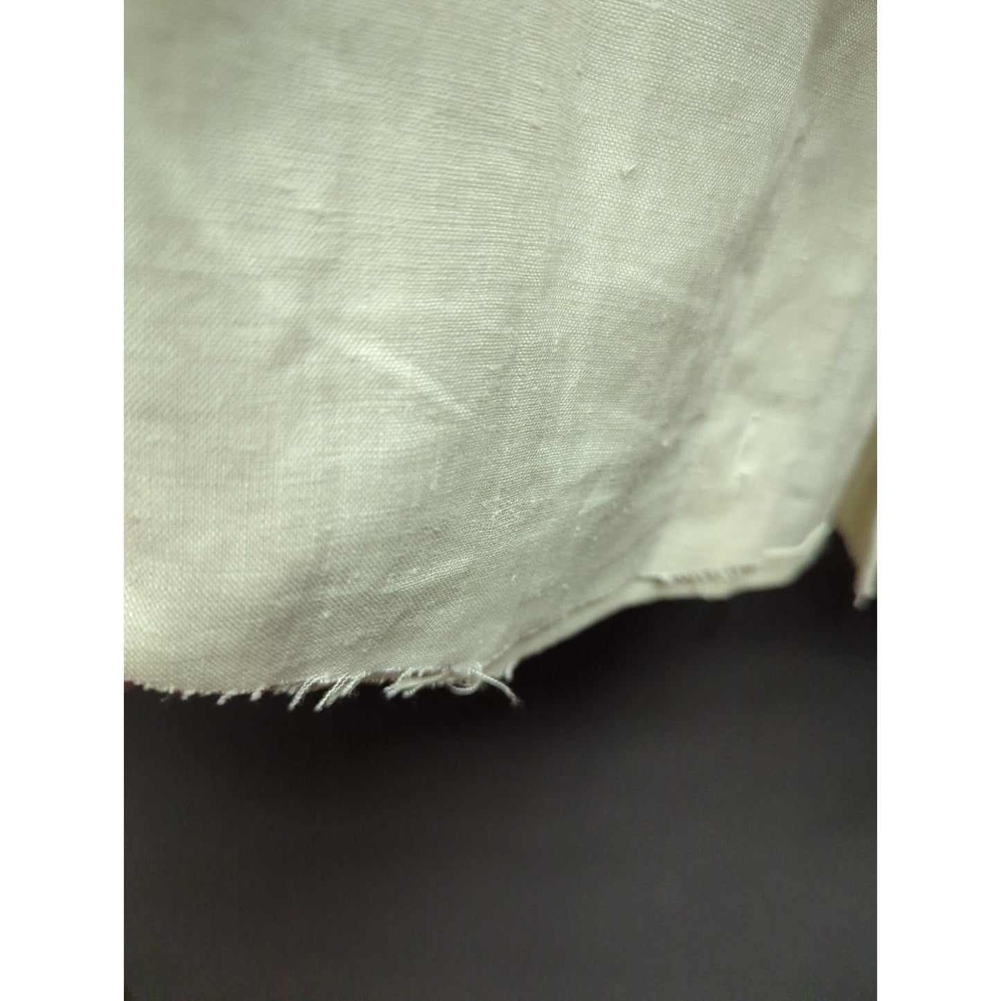 Le Chine Classic 10 Linen Lace Bib Victorian Blouse Cream Raw Hem boho Prairie