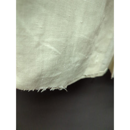 Le Chine Classic 10 Linen Lace Bib Victorian Blouse Cream Raw Hem boho Prairie