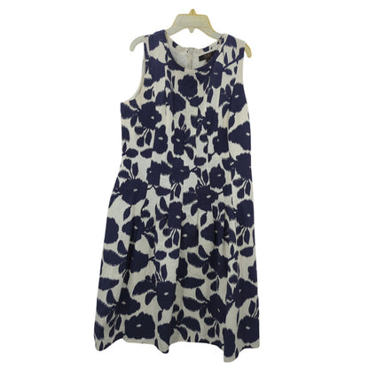 Alex Marie Women's Navy Blue and White Floral Sleeveless Dress 8