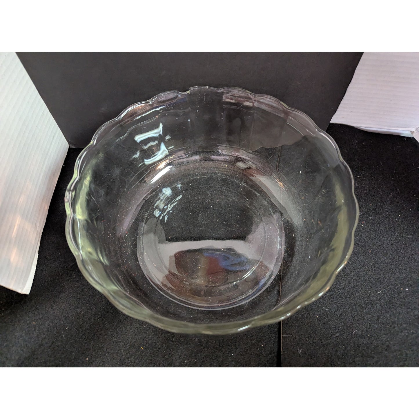 Vintage Clear Glass Scalloped Rim Serving Bowl 10" Large Salad Fruit