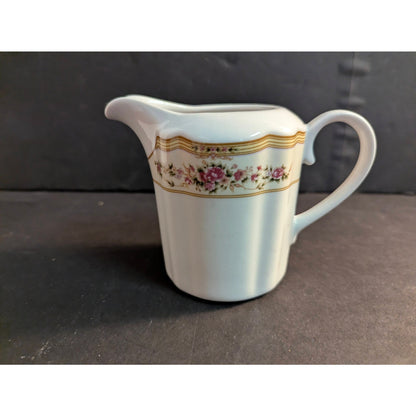 Vintage Lynne Fine China Creamer Pitcher Floral Gold Trim French Country