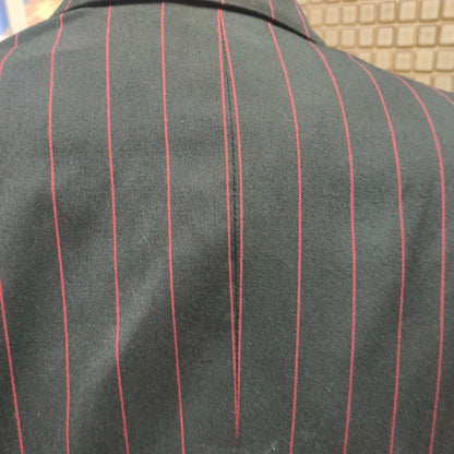 Vintage Mens SoHo Black Red Pinstripe 3 pc Suit 40R Jacket Pants Vest Dandy